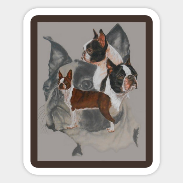 Boston Terrier Medley Sticker by BarbBarcikKeith